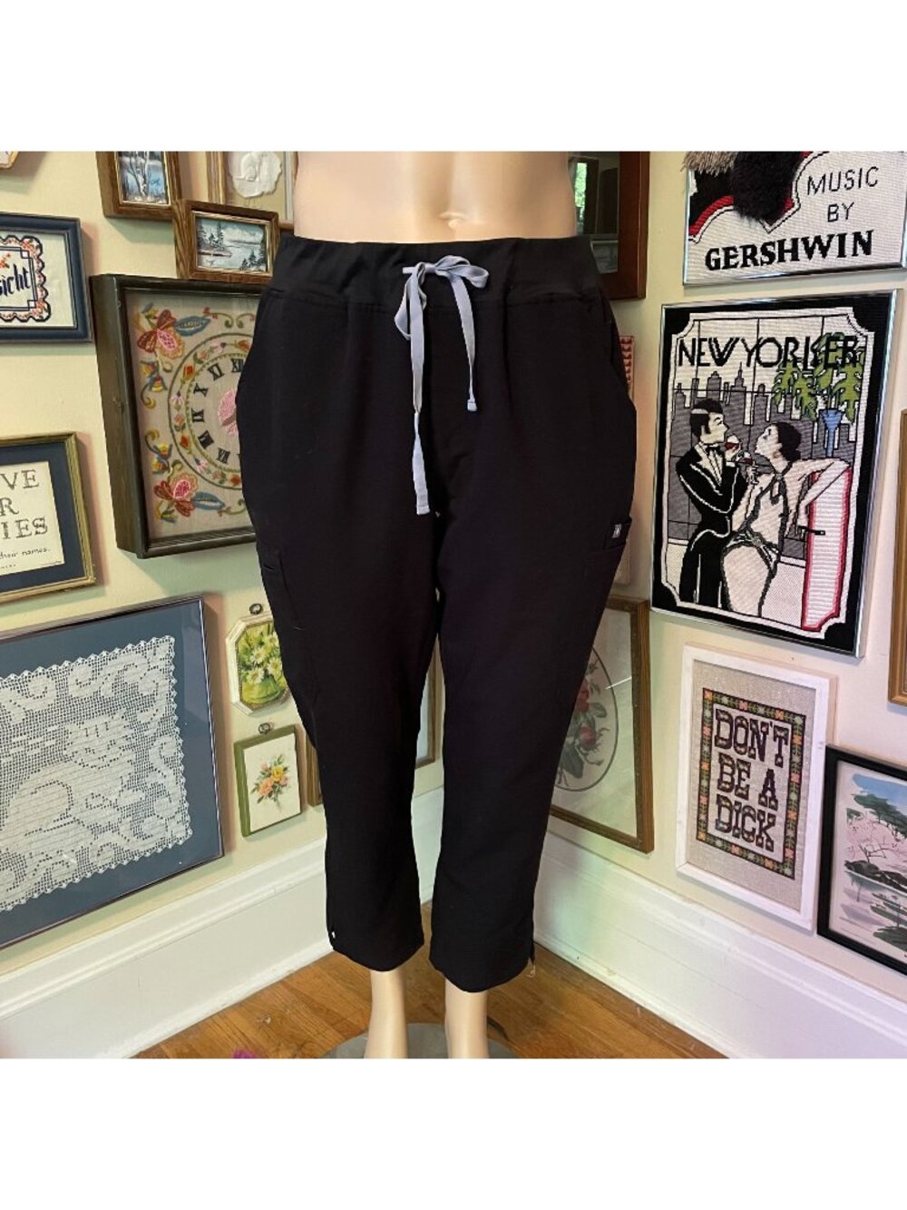 Figs Technical Collection Womens Black Jogger Scrub Pants Size XXL Drawstring